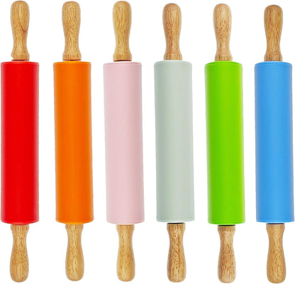 6 Pack Small Rolling Pin for Kids, Kids Rolling Pin for Home Kitchen (6 colors) (9 Inch)