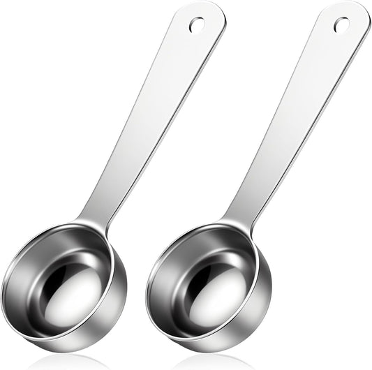 2 Pcs Coffee Scoop 1 Tablespoon, Long Handle Measuring Tablespoon, Stainless Steel Coffee Spoons, 1 tbsp Measuring Spoons for Ground-Coffee, Milk, Spice Jar, Cooking Baking (4.3 Inch, 15ml)