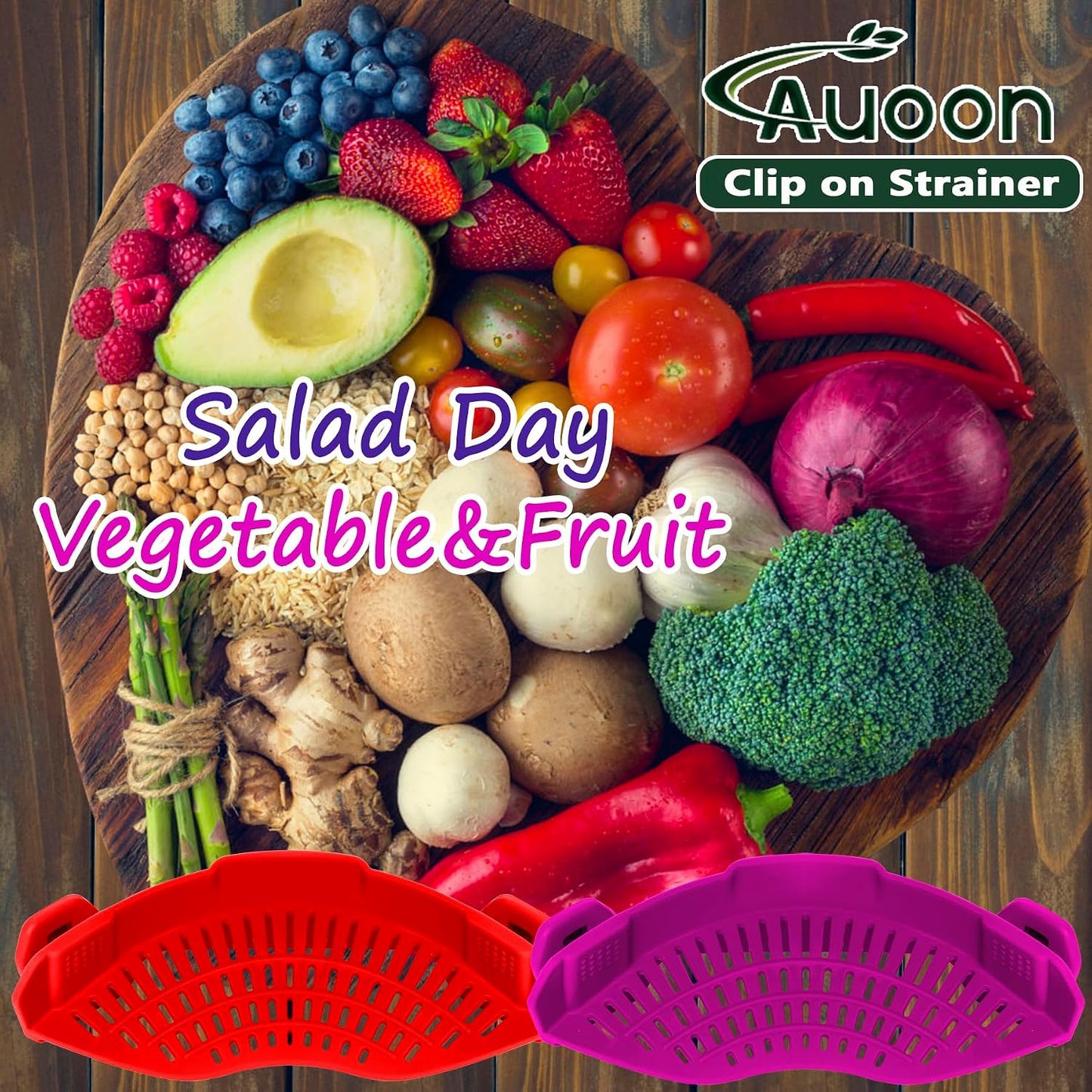 Clip On Strainer Silicone for Pots, Standard 8.86 x 3.55in, Purple | Food-grade BPA-free, Fits Pots Pans Bowls, Dishwasher Safe, for Pasta Noodles Vegetable Fruits, Space-saving Kitchen Gadget
