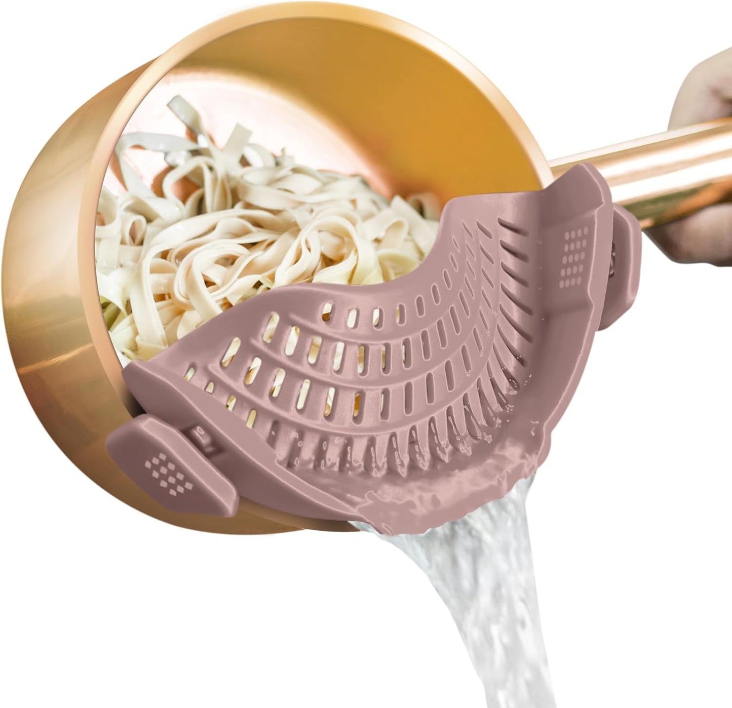 Clip On Strainer Silicone for Pots, Standard 8.86 x 3.55in, Purple | Food-grade BPA-free, Fits Pots Pans Bowls, Dishwasher Safe, for Pasta Noodles Vegetable Fruits, Space-saving Kitchen Gadget