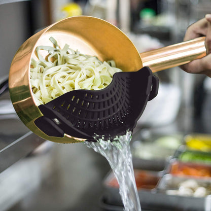 Clip On Strainer Silicone for Pots, Standard 8.86 x 3.55in, Purple | Food-grade BPA-free, Fits Pots Pans Bowls, Dishwasher Safe, for Pasta Noodles Vegetable Fruits, Space-saving Kitchen Gadget