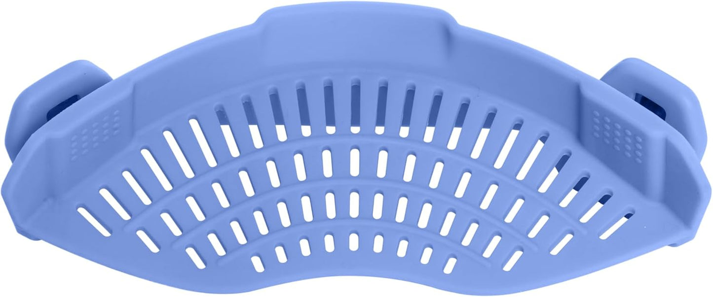 Clip On Strainer Silicone for Pots, Standard 8.86 x 3.55in, Purple | Food-grade BPA-free, Fits Pots Pans Bowls, Dishwasher Safe, for Pasta Noodles Vegetable Fruits, Space-saving Kitchen Gadget