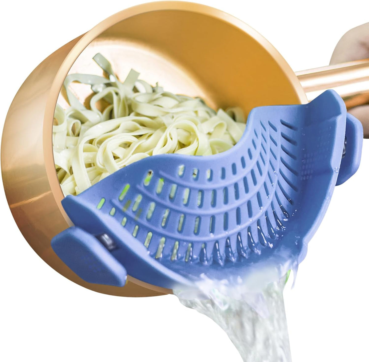 Clip On Strainer Silicone for Pots, Standard 8.86 x 3.55in, Purple | Food-grade BPA-free, Fits Pots Pans Bowls, Dishwasher Safe, for Pasta Noodles Vegetable Fruits, Space-saving Kitchen Gadget