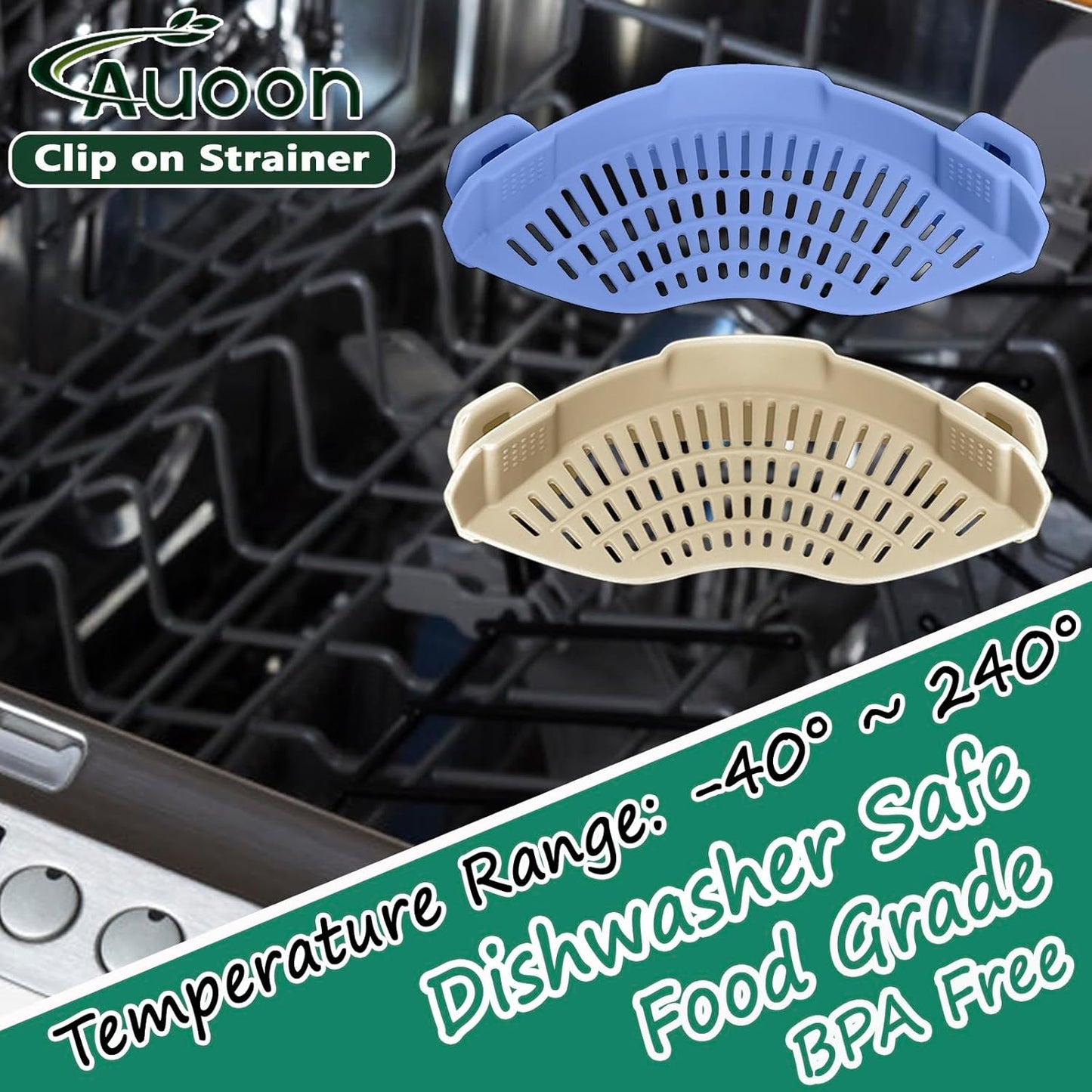 Clip On Strainer Silicone for Pots, Standard 8.86 x 3.55in, Purple | Food-grade BPA-free, Fits Pots Pans Bowls, Dishwasher Safe, for Pasta Noodles Vegetable Fruits, Space-saving Kitchen Gadget