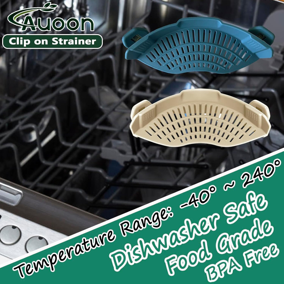 Clip On Strainer Silicone for Pots, Standard 8.86 x 3.55in, Purple | Food-grade BPA-free, Fits Pots Pans Bowls, Dishwasher Safe, for Pasta Noodles Vegetable Fruits, Space-saving Kitchen Gadget