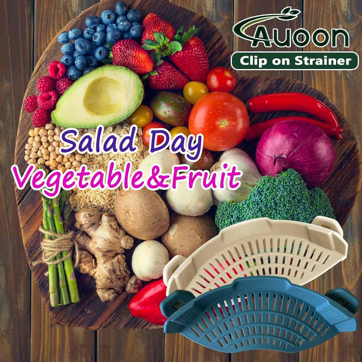 Clip On Strainer Silicone for Pots, Standard 8.86 x 3.55in, Purple | Food-grade BPA-free, Fits Pots Pans Bowls, Dishwasher Safe, for Pasta Noodles Vegetable Fruits, Space-saving Kitchen Gadget