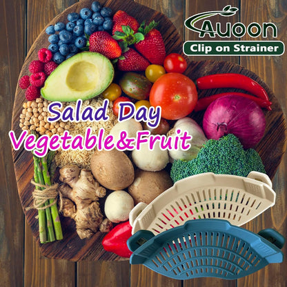 Clip On Strainer Silicone for Pots, Standard 8.86 x 3.55in, Purple | Food-grade BPA-free, Fits Pots Pans Bowls, Dishwasher Safe, for Pasta Noodles Vegetable Fruits, Space-saving Kitchen Gadget