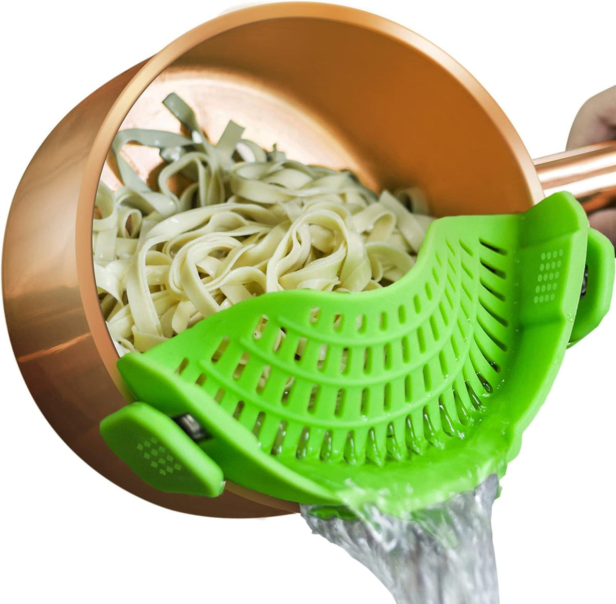 Clip On Strainer Silicone for Pots, Standard 8.86 x 3.55in, Purple | Food-grade BPA-free, Fits Pots Pans Bowls, Dishwasher Safe, for Pasta Noodles Vegetable Fruits, Space-saving Kitchen Gadget