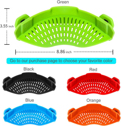 Clip On Strainer Silicone for Pots, Standard 8.86 x 3.55in, Purple | Food-grade BPA-free, Fits Pots Pans Bowls, Dishwasher Safe, for Pasta Noodles Vegetable Fruits, Space-saving Kitchen Gadget