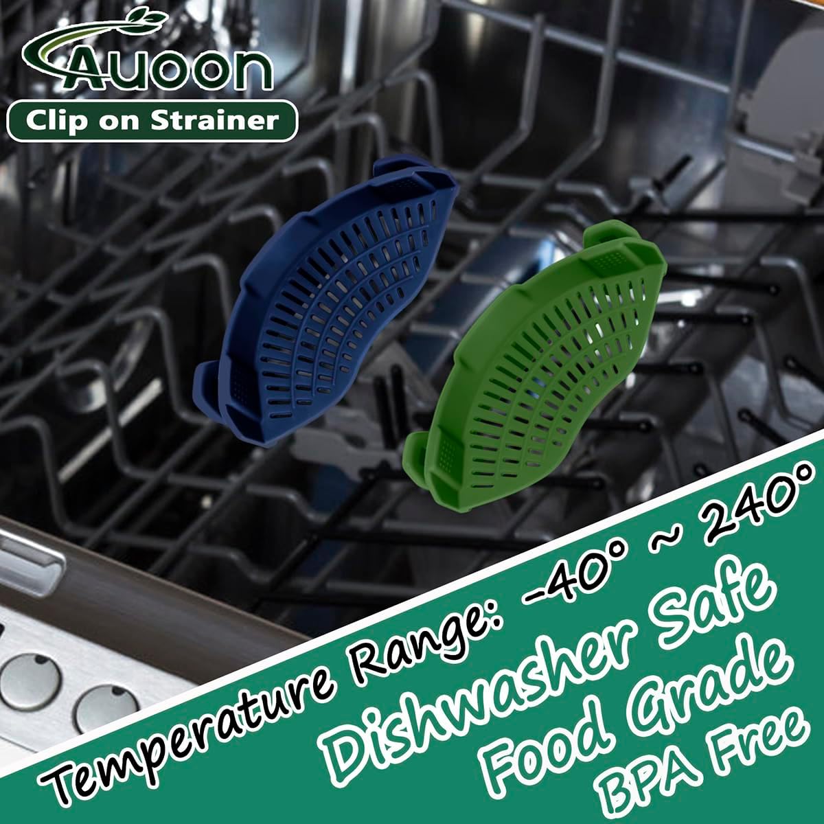 Clip On Strainer Silicone for Pots, Standard 8.86 x 3.55in, Purple | Food-grade BPA-free, Fits Pots Pans Bowls, Dishwasher Safe, for Pasta Noodles Vegetable Fruits, Space-saving Kitchen Gadget
