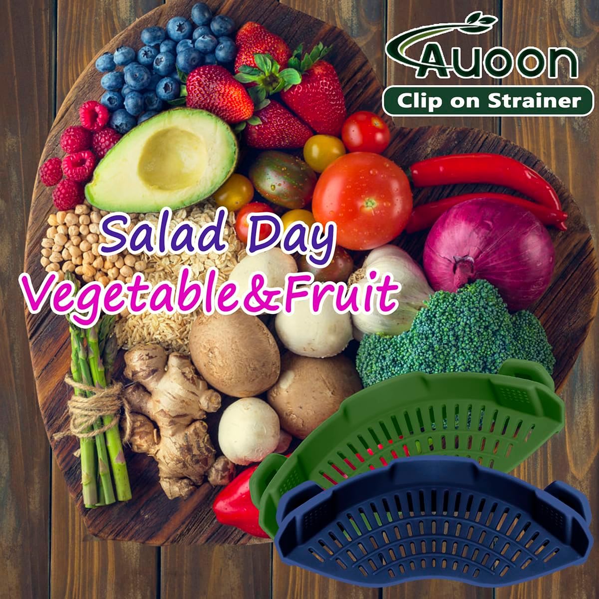 Clip On Strainer Silicone for Pots, Standard 8.86 x 3.55in, Purple | Food-grade BPA-free, Fits Pots Pans Bowls, Dishwasher Safe, for Pasta Noodles Vegetable Fruits, Space-saving Kitchen Gadget