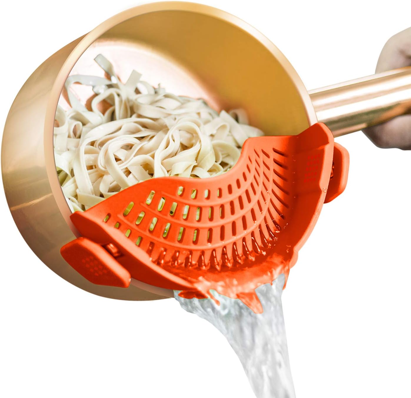 Clip On Strainer Silicone for Pots, Standard 8.86 x 3.55in, Purple | Food-grade BPA-free, Fits Pots Pans Bowls, Dishwasher Safe, for Pasta Noodles Vegetable Fruits, Space-saving Kitchen Gadget