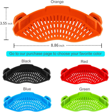 Clip On Strainer Silicone for Pots, Standard 8.86 x 3.55in, Purple | Food-grade BPA-free, Fits Pots Pans Bowls, Dishwasher Safe, for Pasta Noodles Vegetable Fruits, Space-saving Kitchen Gadget