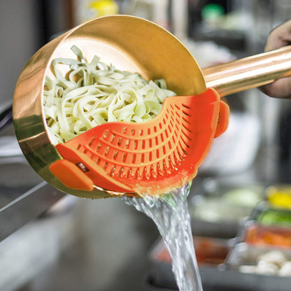 Clip On Strainer Silicone for Pots, Standard 8.86 x 3.55in, Purple | Food-grade BPA-free, Fits Pots Pans Bowls, Dishwasher Safe, for Pasta Noodles Vegetable Fruits, Space-saving Kitchen Gadget