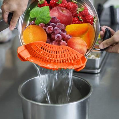 Clip On Strainer Silicone for Pots, Standard 8.86 x 3.55in, Purple | Food-grade BPA-free, Fits Pots Pans Bowls, Dishwasher Safe, for Pasta Noodles Vegetable Fruits, Space-saving Kitchen Gadget