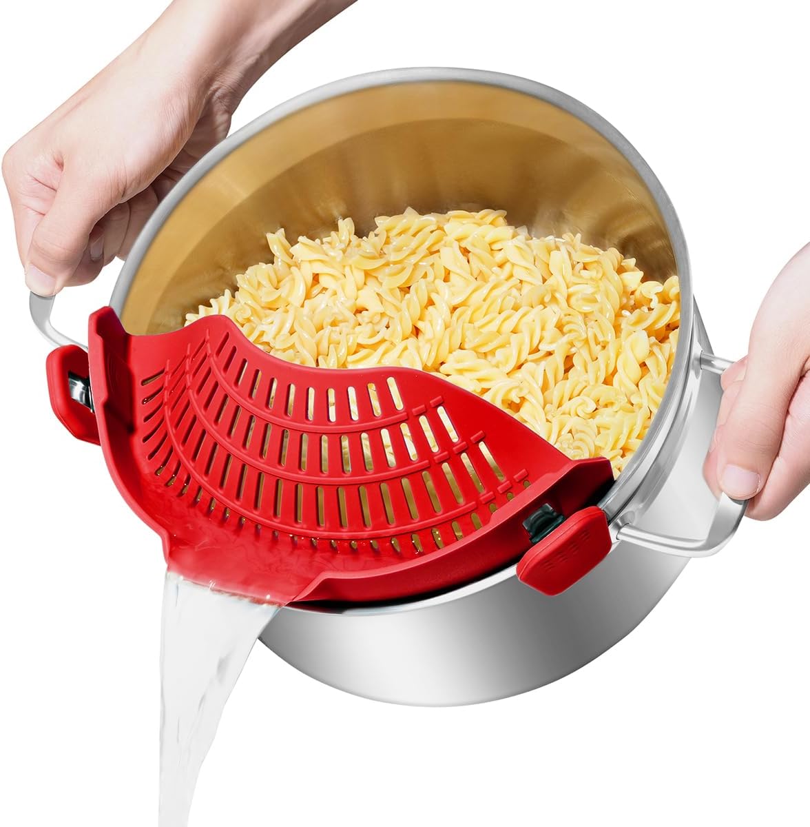 Clip On Strainer Silicone for Pots, Standard 8.86 x 3.55in, Purple | Food-grade BPA-free, Fits Pots Pans Bowls, Dishwasher Safe, for Pasta Noodles Vegetable Fruits, Space-saving Kitchen Gadget