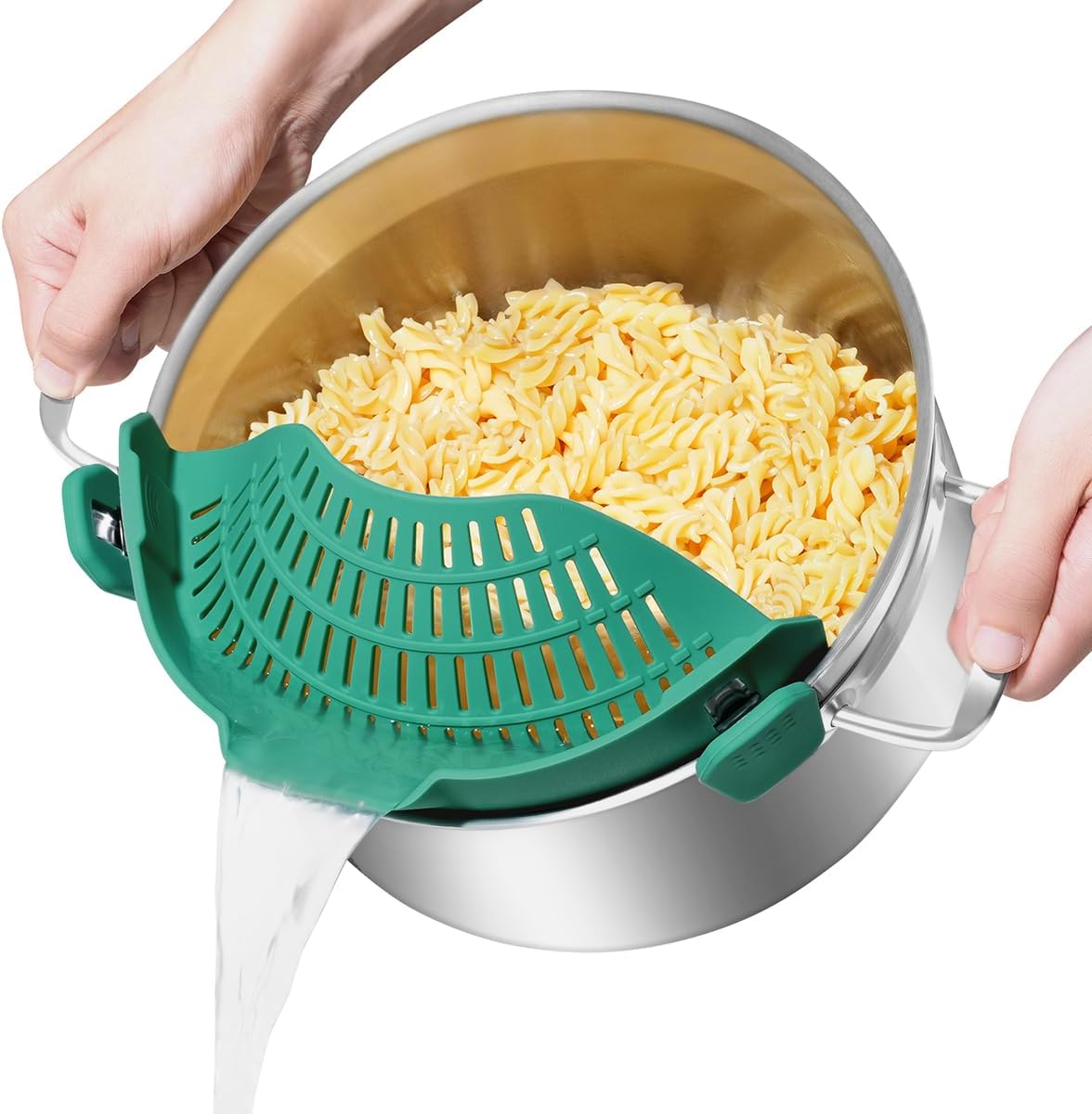 Clip On Strainer Silicone for Pots, Standard 8.86 x 3.55in, Purple | Food-grade BPA-free, Fits Pots Pans Bowls, Dishwasher Safe, for Pasta Noodles Vegetable Fruits, Space-saving Kitchen Gadget