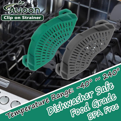Clip On Strainer Silicone for Pots, Standard 8.86 x 3.55in, Purple | Food-grade BPA-free, Fits Pots Pans Bowls, Dishwasher Safe, for Pasta Noodles Vegetable Fruits, Space-saving Kitchen Gadget