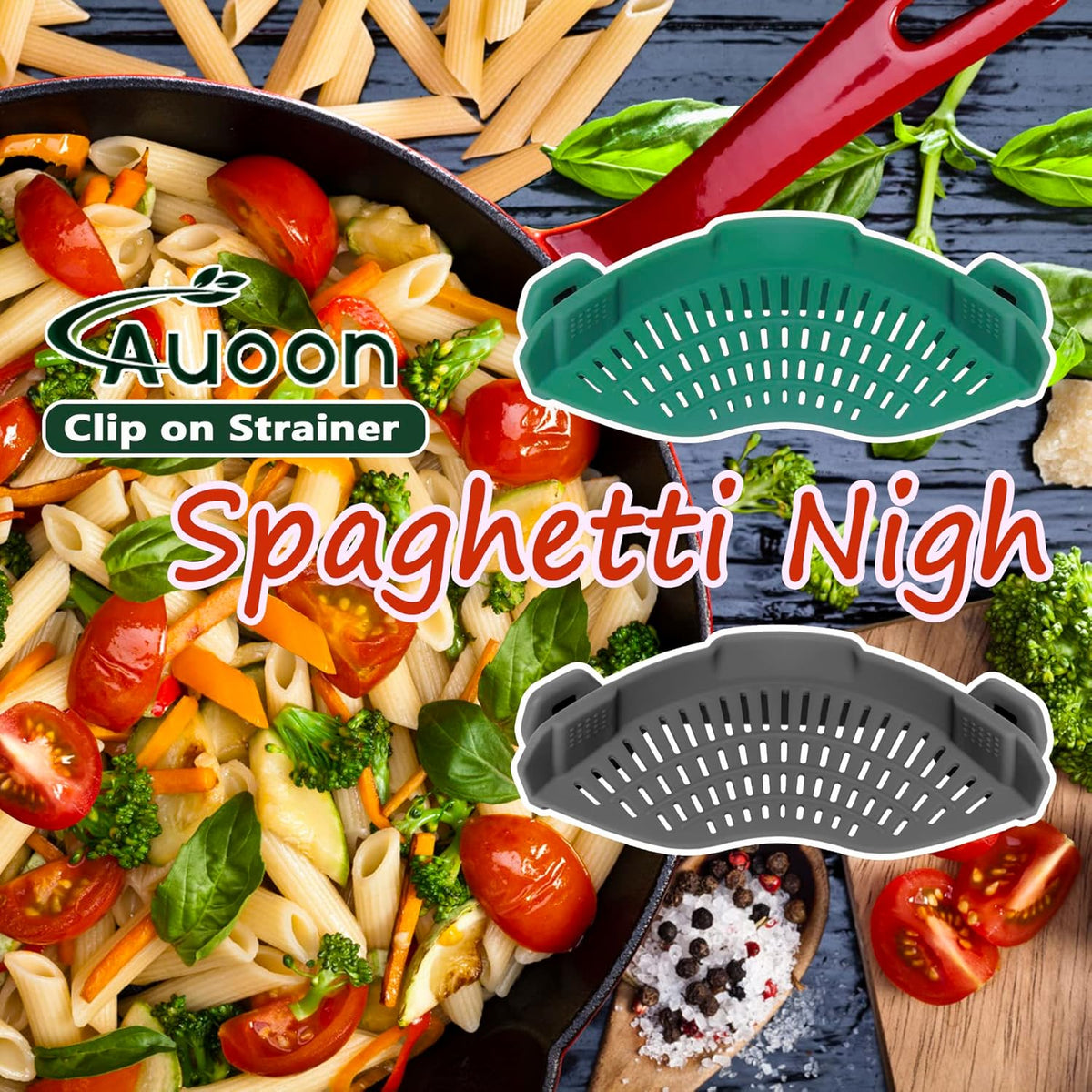 Clip On Strainer Silicone for Pots, Standard 8.86 x 3.55in, Purple | Food-grade BPA-free, Fits Pots Pans Bowls, Dishwasher Safe, for Pasta Noodles Vegetable Fruits, Space-saving Kitchen Gadget