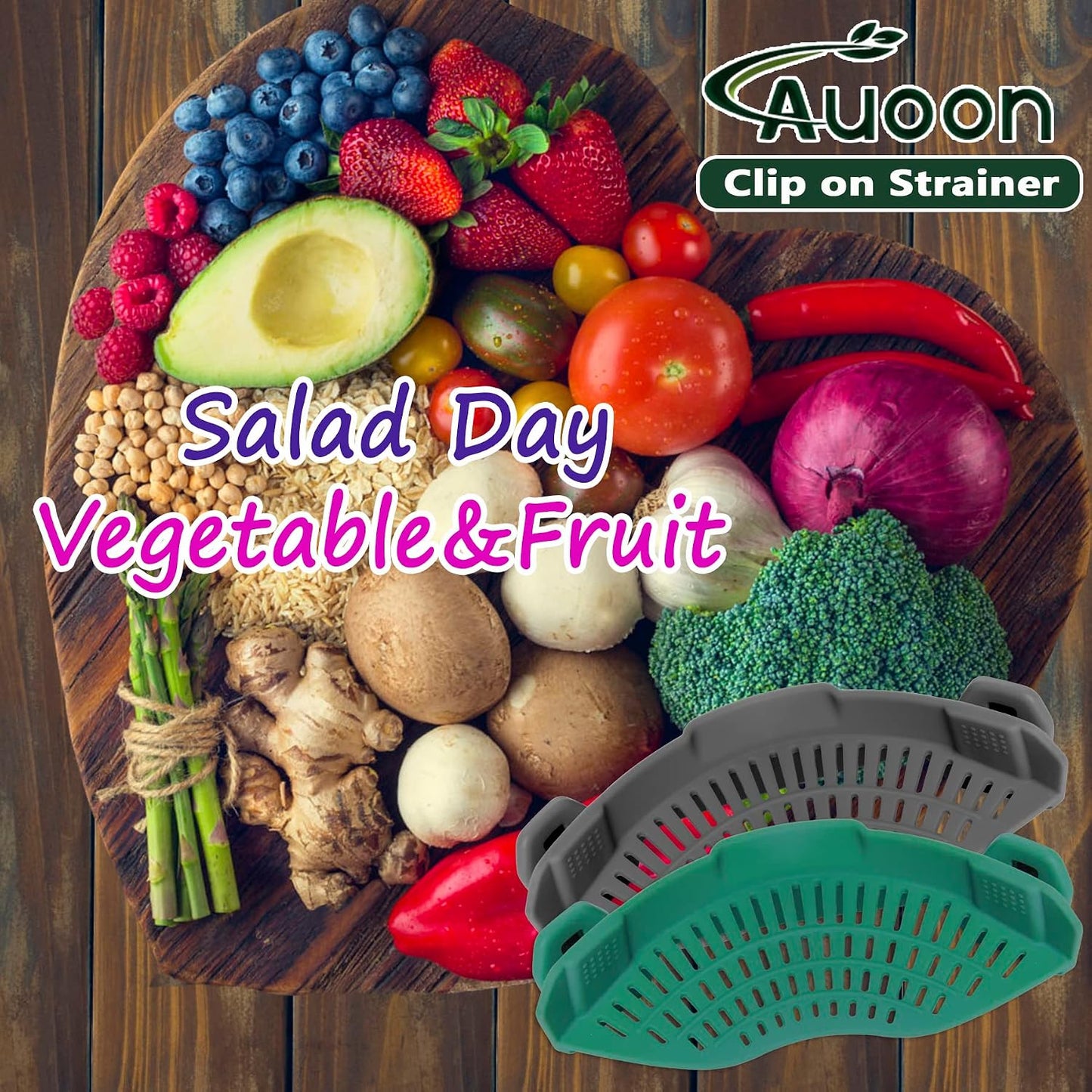 Clip On Strainer Silicone for Pots, Standard 8.86 x 3.55in, Purple | Food-grade BPA-free, Fits Pots Pans Bowls, Dishwasher Safe, for Pasta Noodles Vegetable Fruits, Space-saving Kitchen Gadget