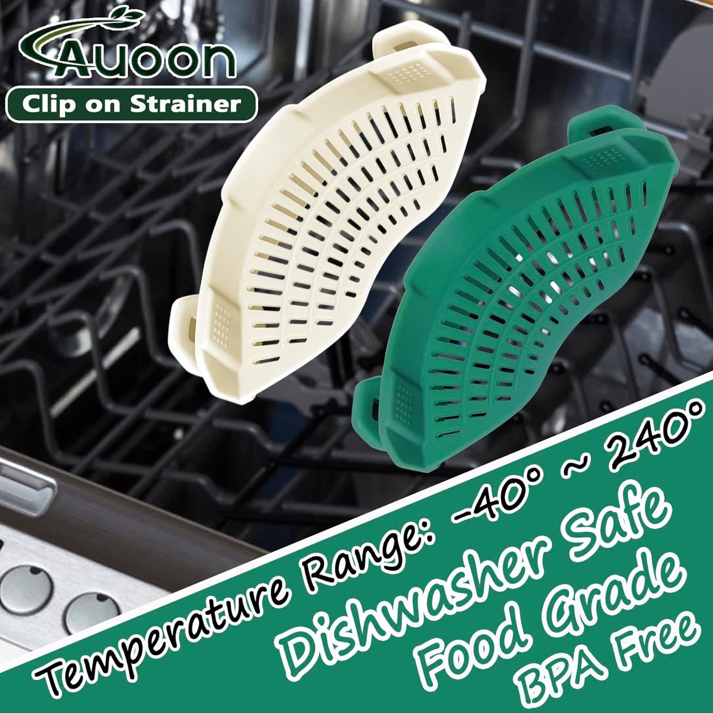 Clip On Strainer Silicone for Pots, Standard 8.86 x 3.55in, Purple | Food-grade BPA-free, Fits Pots Pans Bowls, Dishwasher Safe, for Pasta Noodles Vegetable Fruits, Space-saving Kitchen Gadget