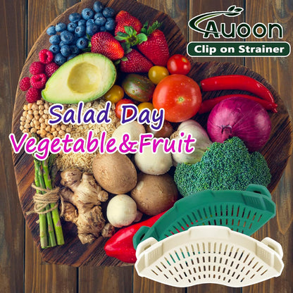 Clip On Strainer Silicone for Pots, Standard 8.86 x 3.55in, Purple | Food-grade BPA-free, Fits Pots Pans Bowls, Dishwasher Safe, for Pasta Noodles Vegetable Fruits, Space-saving Kitchen Gadget