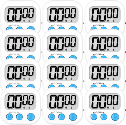 Kitchen Timer Digital with Magnetic Back for Kids Classroom, White 6 Pack