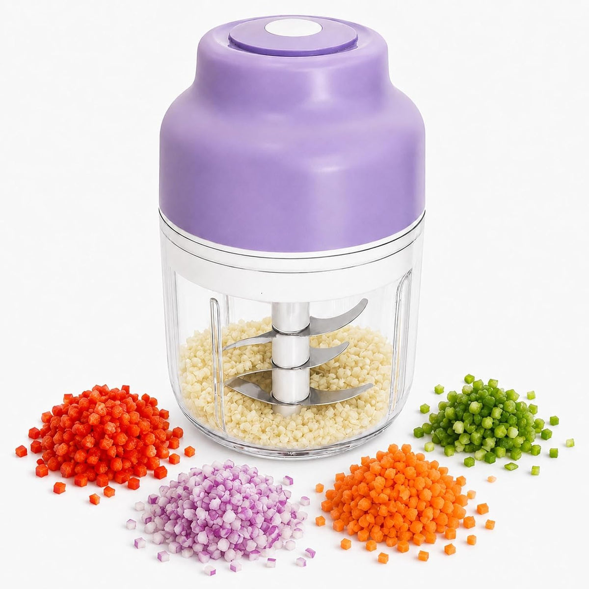 Electric Garlic Chopper, 320ML Portable Veggie Chopper, Rechargeable Vegetable Chopper,Garlic Grinder Masher Onion Chopper, Blender to Vegetable, for Ginger, Nuts,Chili, Fruit, Meat and Spices