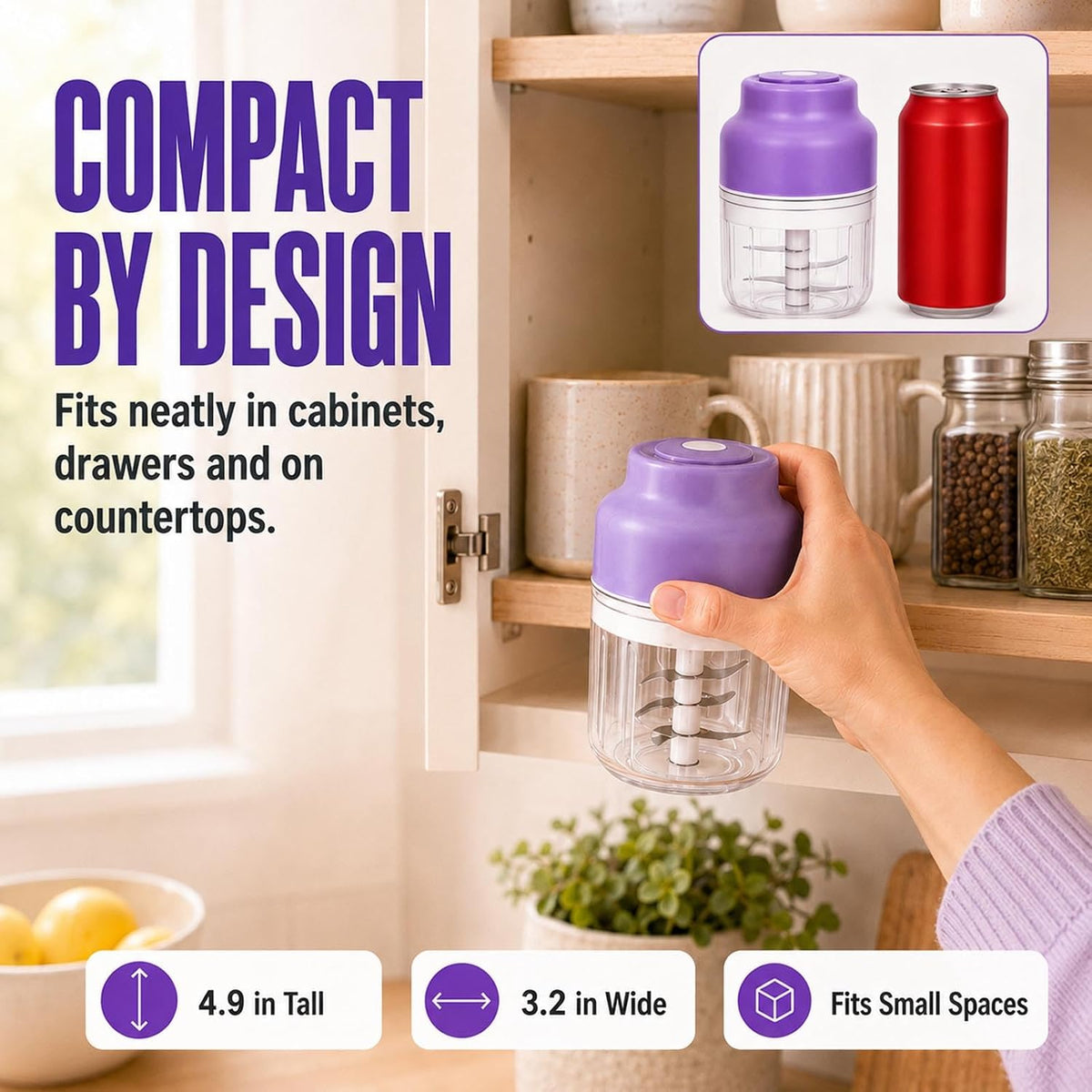 Electric Garlic Chopper, 320ML Portable Veggie Chopper, Rechargeable Vegetable Chopper,Garlic Grinder Masher Onion Chopper, Blender to Vegetable, for Ginger, Nuts,Chili, Fruit, Meat and Spices
