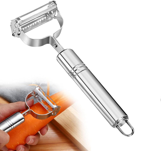 3-in-1 Vegetable Peeler with Julienne Slicer & Potato Eye Remover | Ultra Sharp Stainless Steel Blade | Ergonomic Anti-Slip Handle | Heavy Duty Kitchen Peeler