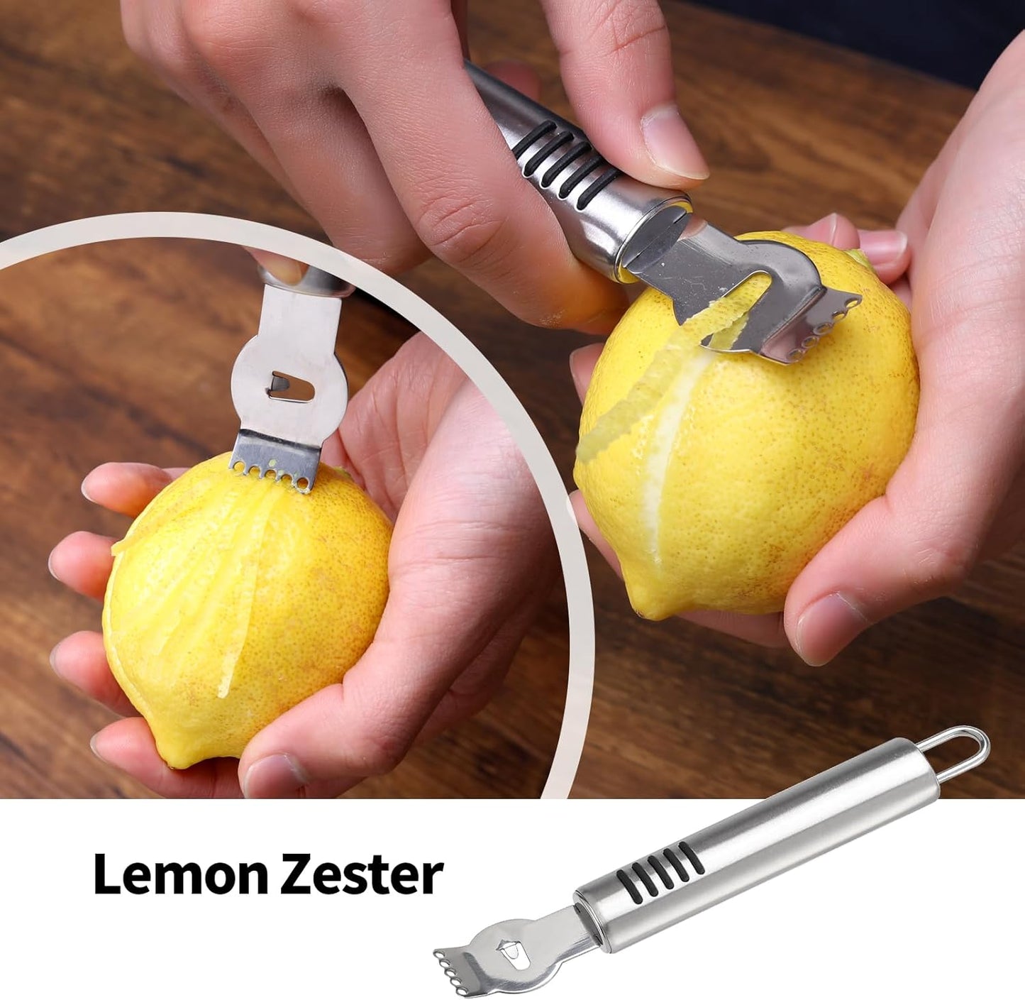 Stainless Steel Fruit Carving Knife Set, 6 Pack Vegetable Engraving Blades for Kitchen, Melon Baller Scoop,Lemon Zester, Garnish Peeler,Crinkle Knife,V-shape Cutter
