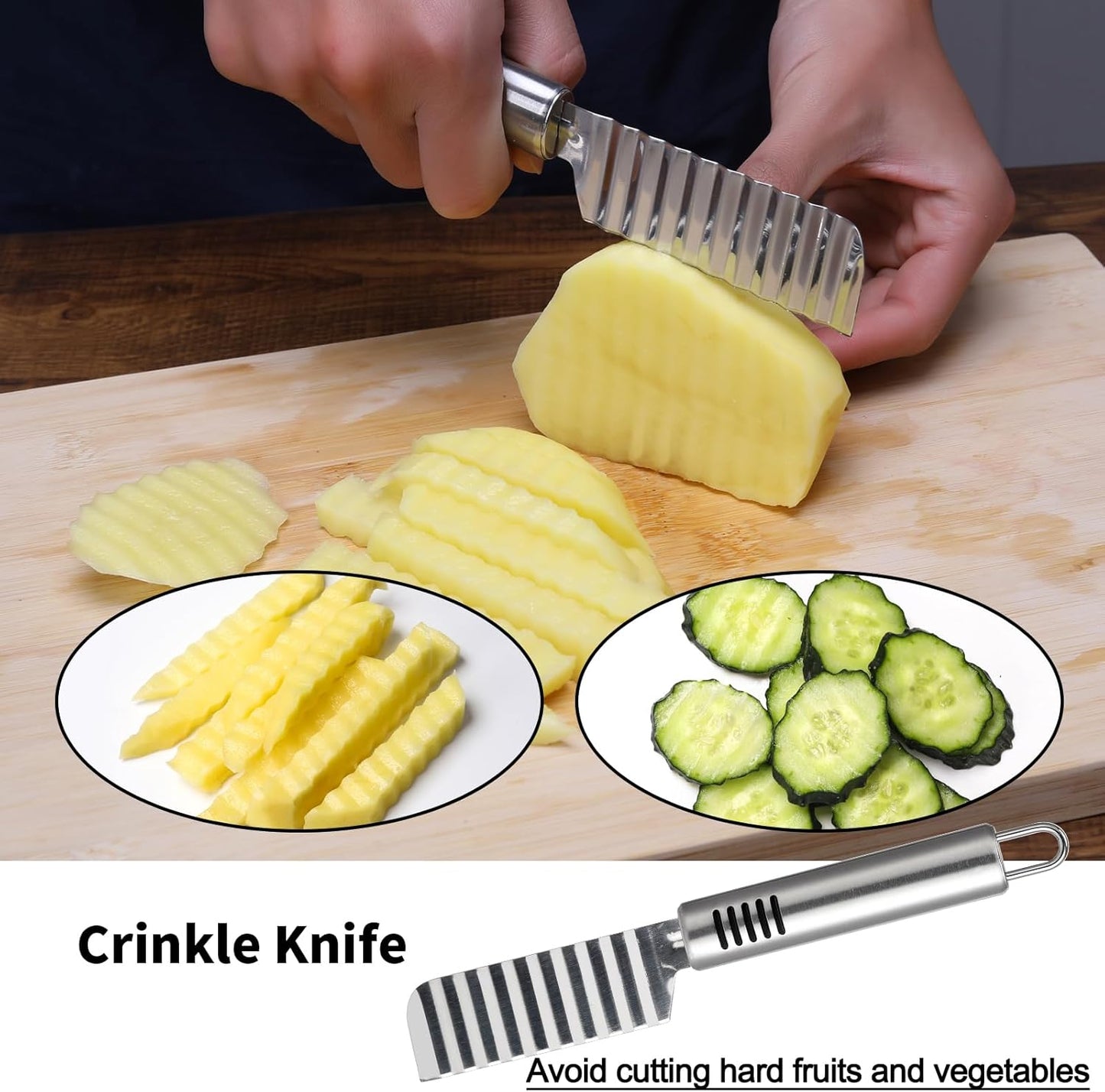 Stainless Steel Fruit Carving Knife Set, 6 Pack Vegetable Engraving Blades for Kitchen, Melon Baller Scoop,Lemon Zester, Garnish Peeler,Crinkle Knife,V-shape Cutter