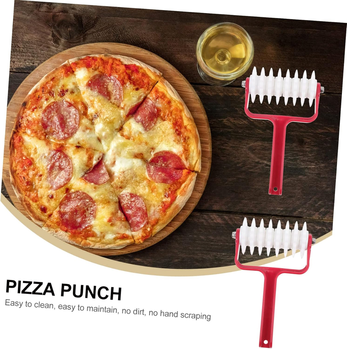 BESTOYARD Pizza Dough Roller Docker 7.87X4.72X1.96 Inch Kitchen Gadget with Uniform Hole Puncher for Even Pizza Crust Preparation