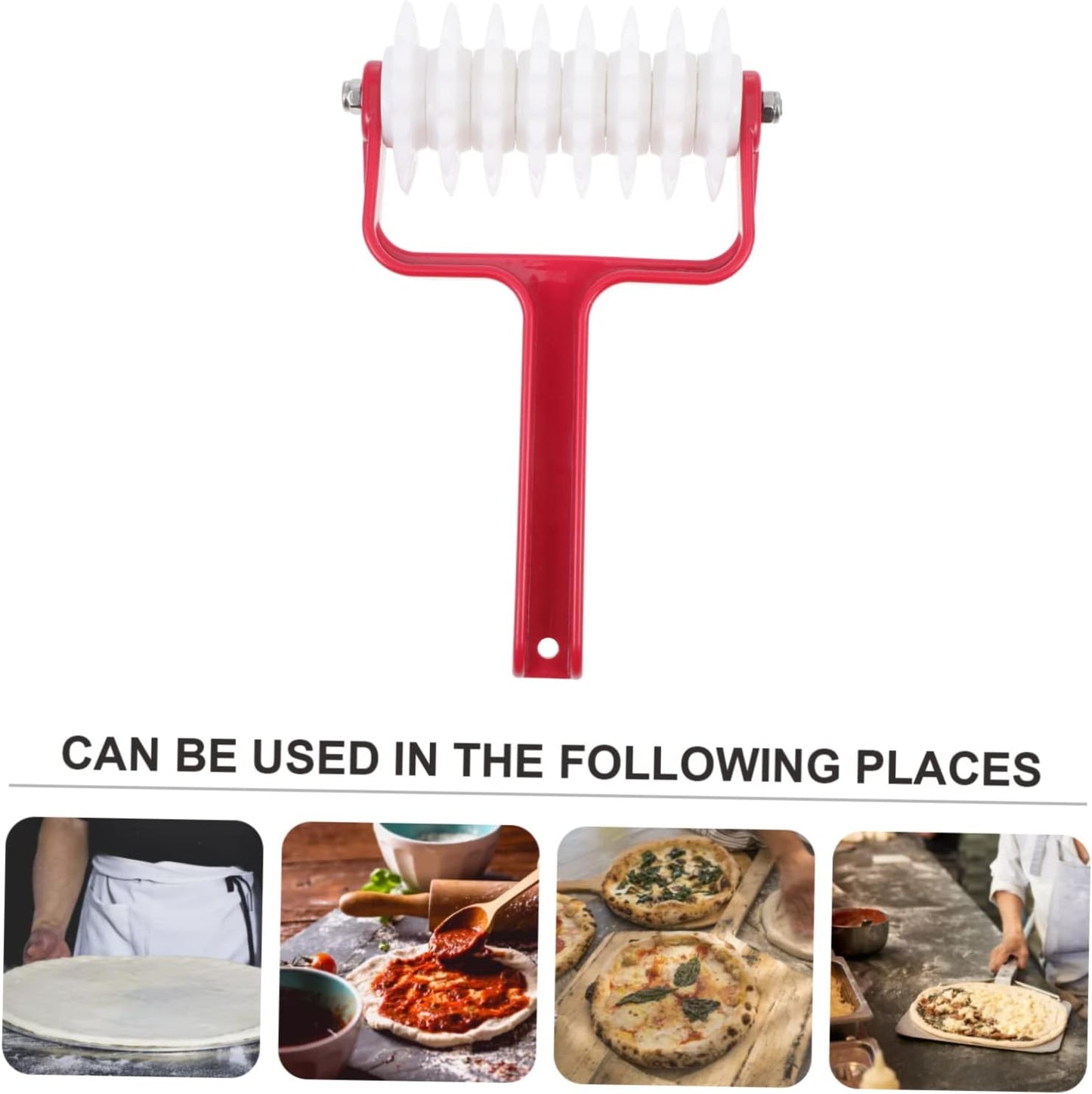 BESTOYARD Pizza Dough Roller Docker 7.87X4.72X1.96 Inch Kitchen Gadget with Uniform Hole Puncher for Even Pizza Crust Preparation