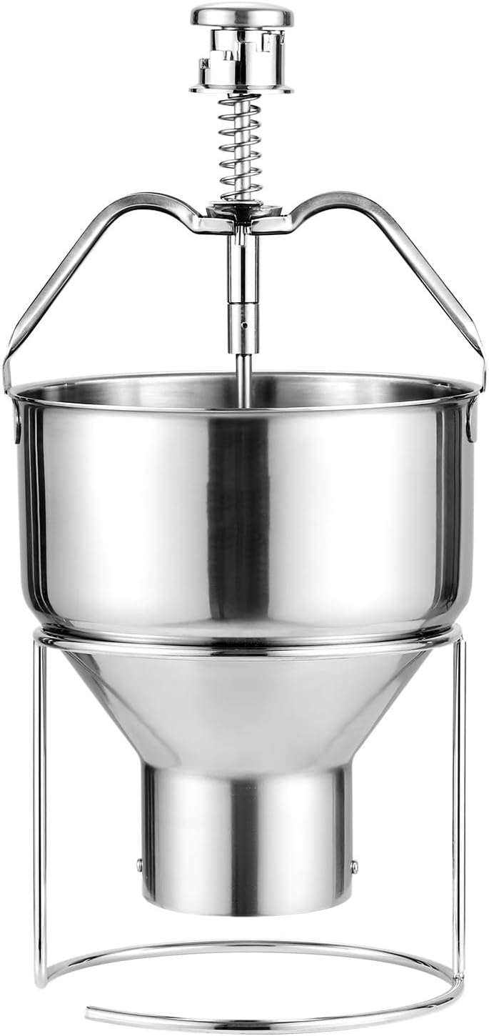 Donut Depositor, Large Capacity Manual Donuts Dropper, 304 Stainless Steel Commercial Batter Dispenser, 6 Thicknesses Adjustment Doughnut Hopper with Stand, For Restaurant Cafe Bakery Kitchen