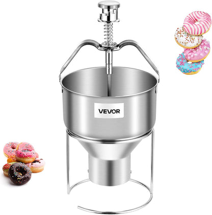 Donut Depositor, Large Capacity Manual Donuts Dropper, 304 Stainless Steel Commercial Batter Dispenser, 6 Thicknesses Adjustment Doughnut Hopper with Stand, For Restaurant Cafe Bakery Kitchen