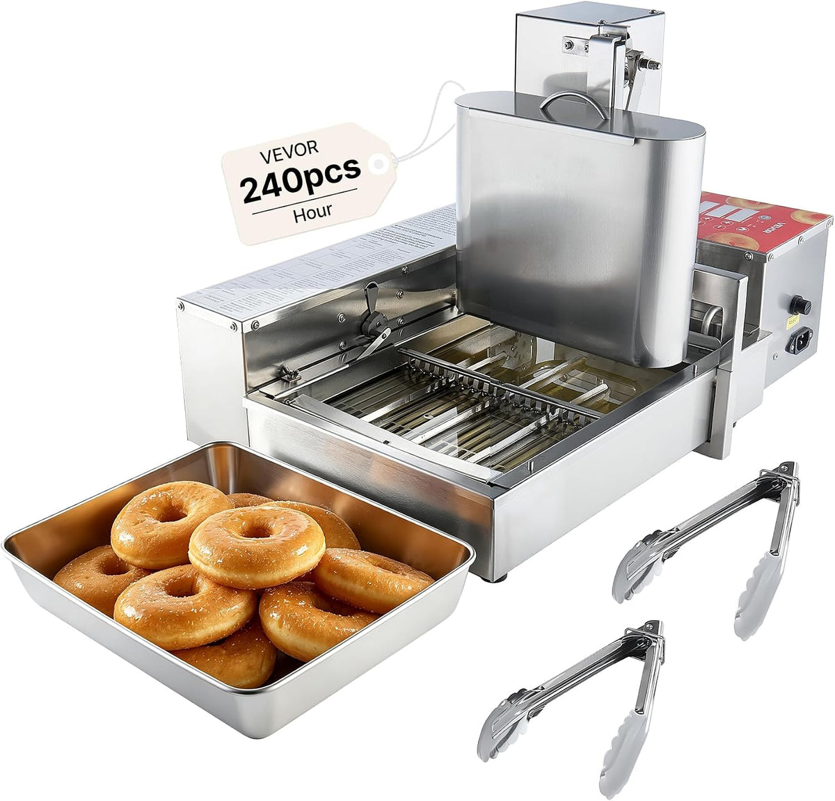 Donut Depositor, Large Capacity Manual Donuts Dropper, 304 Stainless Steel Commercial Batter Dispenser, 6 Thicknesses Adjustment Doughnut Hopper with Stand, For Restaurant Cafe Bakery Kitchen