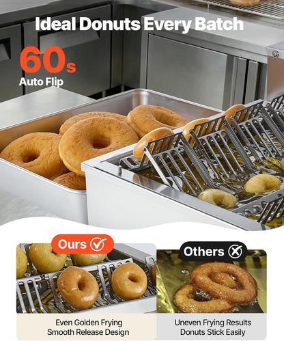 Donut Depositor, Large Capacity Manual Donuts Dropper, 304 Stainless Steel Commercial Batter Dispenser, 6 Thicknesses Adjustment Doughnut Hopper with Stand, For Restaurant Cafe Bakery Kitchen