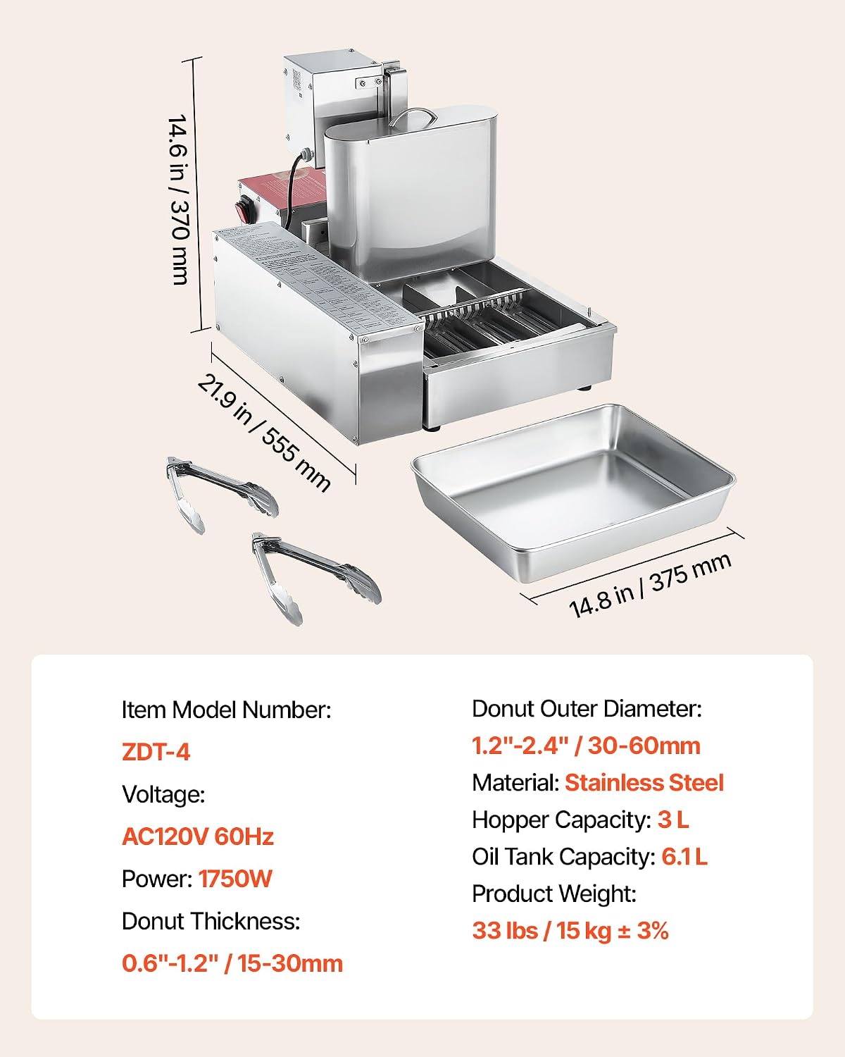 Donut Depositor, Large Capacity Manual Donuts Dropper, 304 Stainless Steel Commercial Batter Dispenser, 6 Thicknesses Adjustment Doughnut Hopper with Stand, For Restaurant Cafe Bakery Kitchen