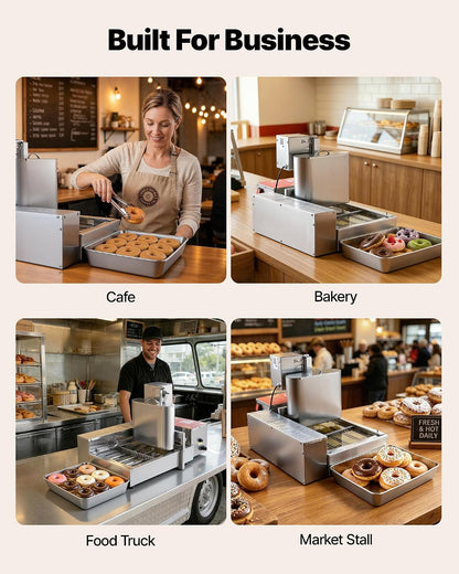 Donut Depositor, Large Capacity Manual Donuts Dropper, 304 Stainless Steel Commercial Batter Dispenser, 6 Thicknesses Adjustment Doughnut Hopper with Stand, For Restaurant Cafe Bakery Kitchen
