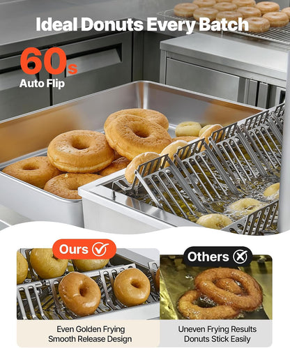 Donut Depositor, Large Capacity Manual Donuts Dropper, 304 Stainless Steel Commercial Batter Dispenser, 6 Thicknesses Adjustment Doughnut Hopper with Stand, For Restaurant Cafe Bakery Kitchen