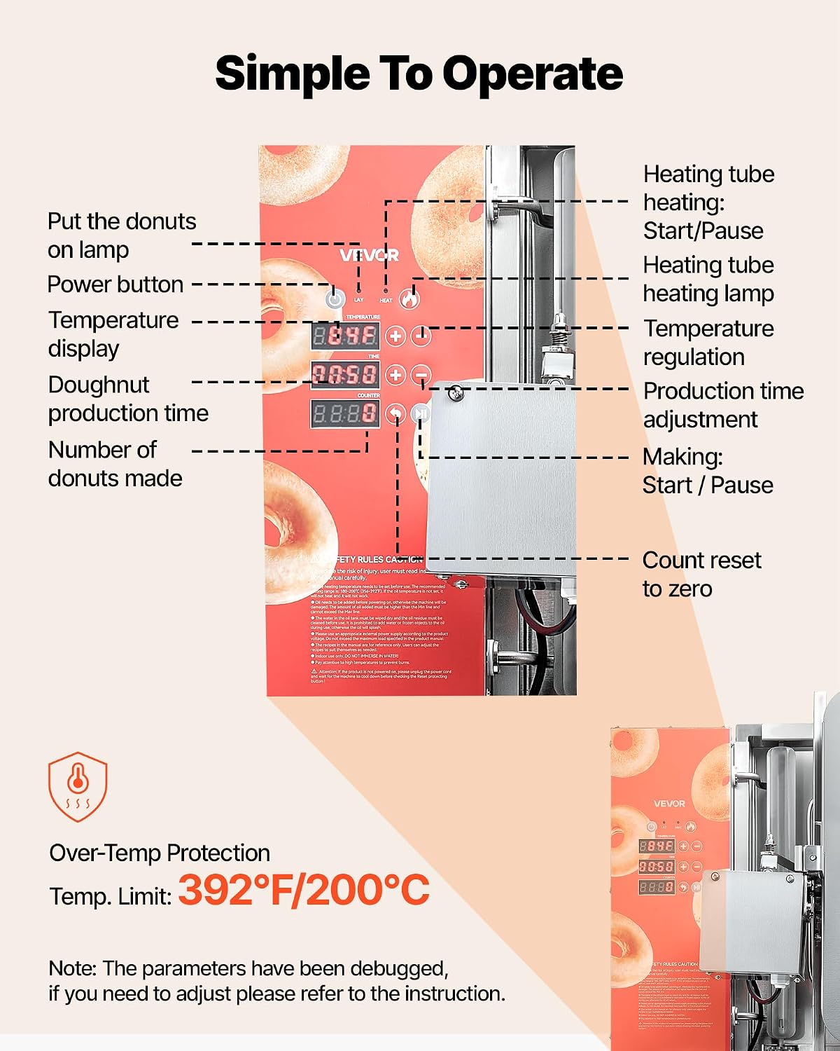 Donut Depositor, Large Capacity Manual Donuts Dropper, 304 Stainless Steel Commercial Batter Dispenser, 6 Thicknesses Adjustment Doughnut Hopper with Stand, For Restaurant Cafe Bakery Kitchen