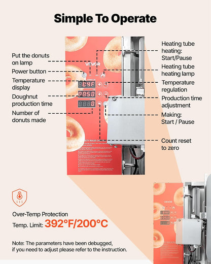 Donut Depositor, Large Capacity Manual Donuts Dropper, 304 Stainless Steel Commercial Batter Dispenser, 6 Thicknesses Adjustment Doughnut Hopper with Stand, For Restaurant Cafe Bakery Kitchen
