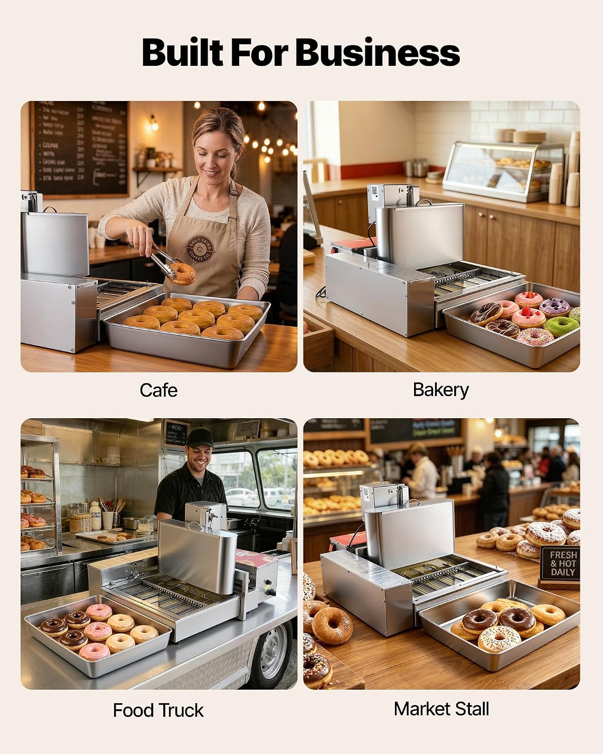 Donut Depositor, Large Capacity Manual Donuts Dropper, 304 Stainless Steel Commercial Batter Dispenser, 6 Thicknesses Adjustment Doughnut Hopper with Stand, For Restaurant Cafe Bakery Kitchen