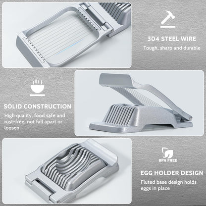 Stainless Steel Wire Egg Slicer for Hard Boiled Eggs & All Soft Food | Easy & Uniform Slices, Heavy Duty, Not Bend & Rust, Easy to Clean, Multipurpose Egg Cutter for Egg Salads, Sandwiches