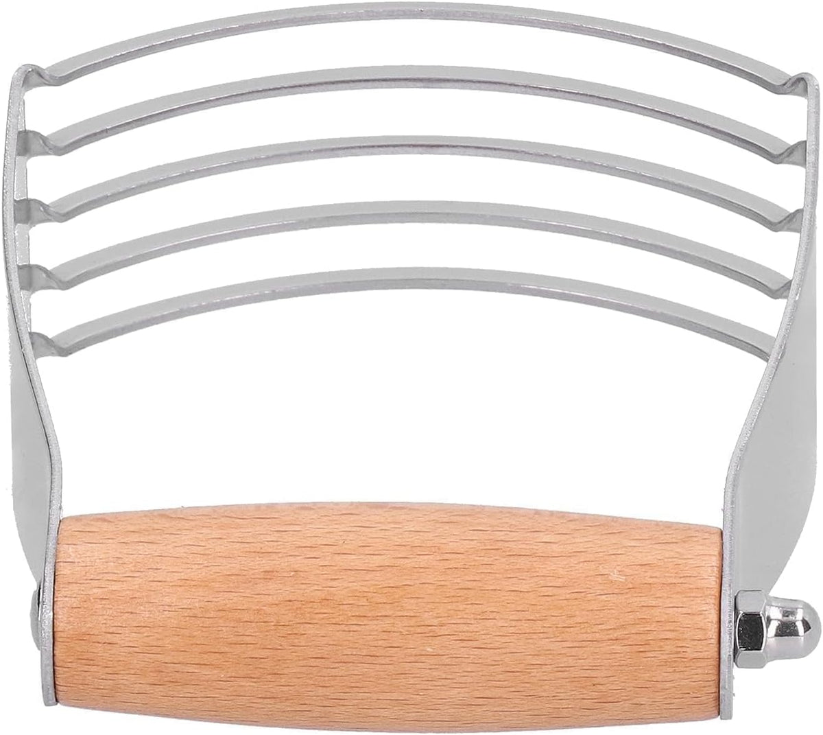 Dough Blender, Stainless Steel Pastry Cutter Heavy Duty Dough Cutter with Blades Pastry Blender and Butter Cutter Dough Flour Metal Mixer Cutter Portable Pastry Cutter for Baking Home, Wood Handle