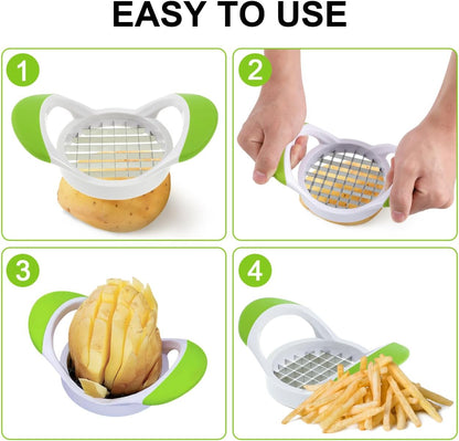 Stainless Steel Potato Slicer, Potato Cutting Device with Easy Grip Handle, Multi- French Fry Cutter Fruit Slicer