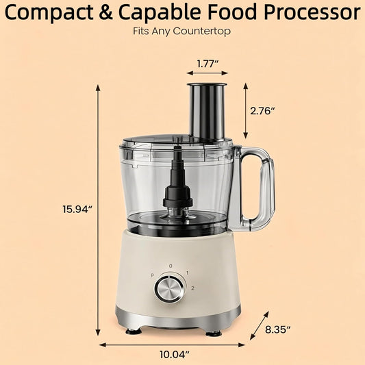 10.5 Cup Food Processor, Multi-Functional Vegetable Choppers Food Grinder with Slicing Shredding Chopping Kneading, Suitable for Smoothie Fruit Dough, 2.6QT, Classic White