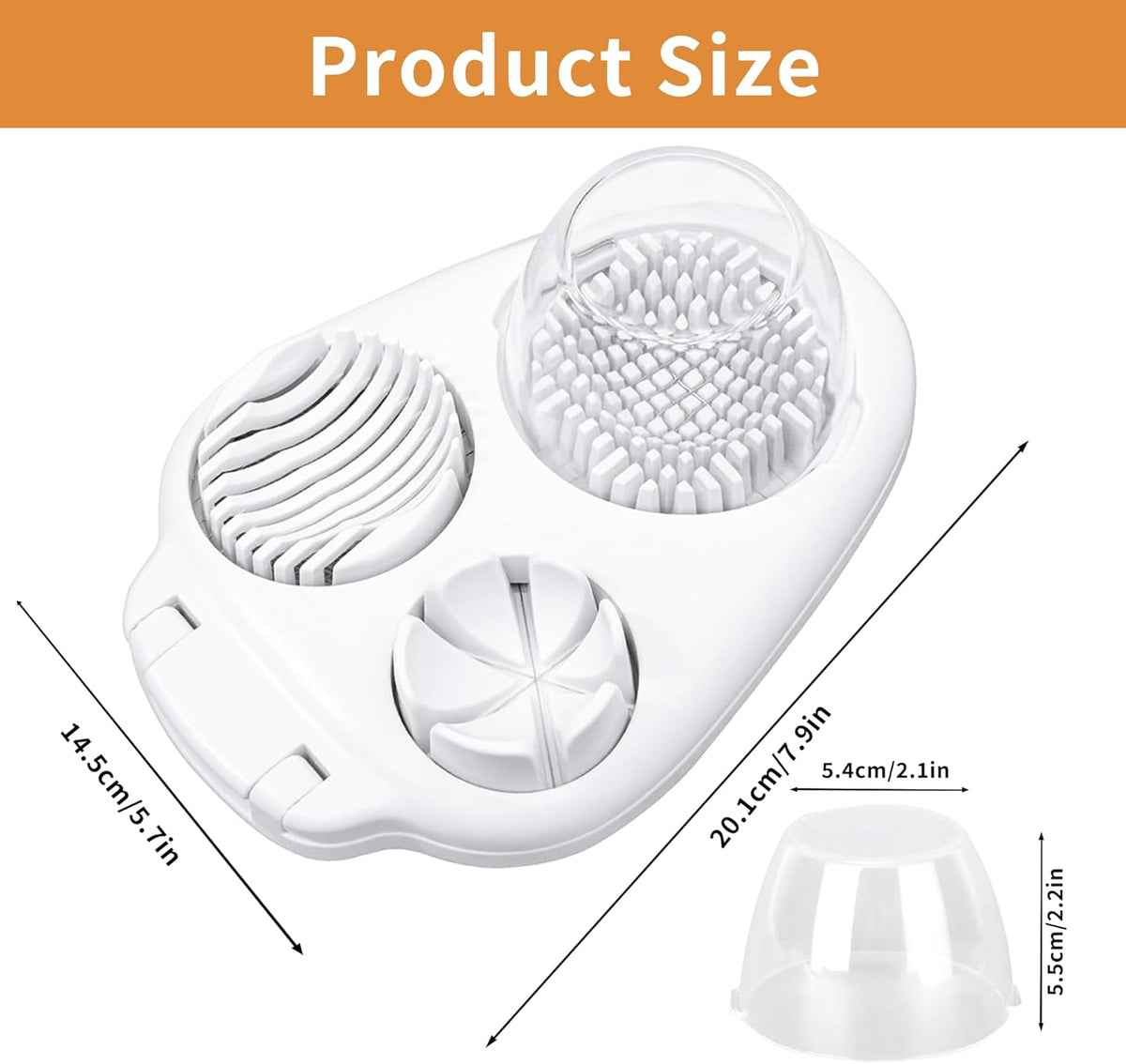 3-in-1 Egg Slicer for Hard Boiled Eggs, Multiple Slice Modes Egg Cutter, Heavy Duty Stainless Steel Chopper Tool, Multipurpose Kitchen Gadgets for Strawberry, Salad, Kiwi, Mushroom, Tomato Prep