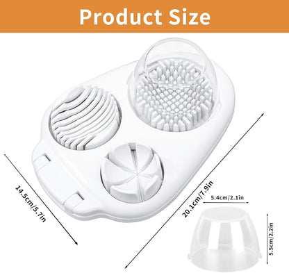 3-in-1 Egg Slicer for Hard Boiled Eggs, Multiple Slice Modes Egg Cutter, Heavy Duty Stainless Steel Chopper Tool, Multipurpose Kitchen Gadgets for Strawberry, Salad, Kiwi, Mushroom, Tomato Prep
